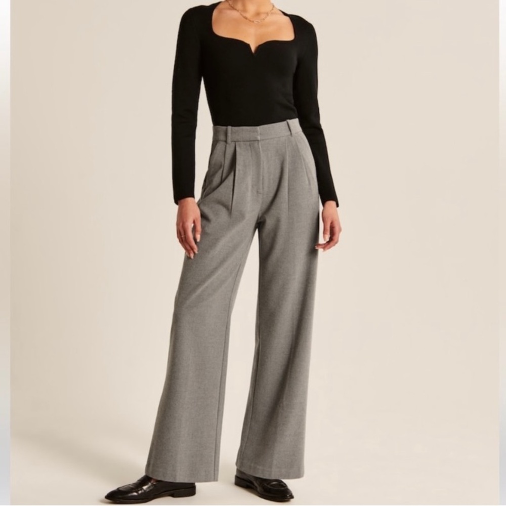 Abercrombie Trousers - Wide Leg Pants -  Grey - XXL - NWOT - A&F